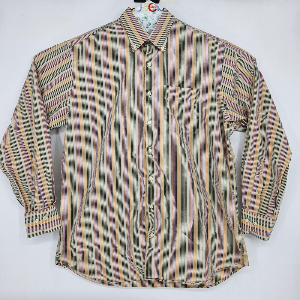 Peter Millar Shirt Mens Large Button Down Long Sleeve Preppy Striped Casual